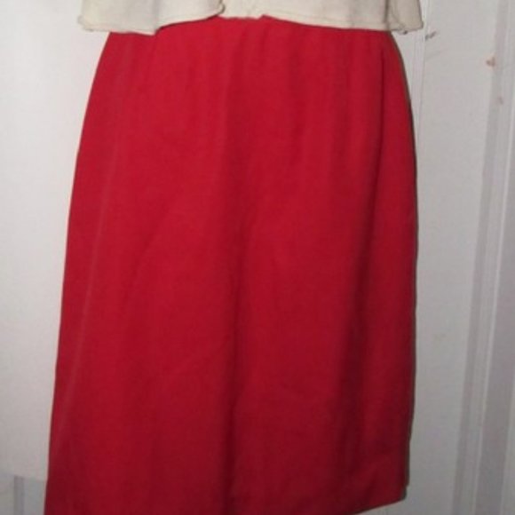 Halston Vintage True Red Wool Pencil Skirt